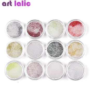 

12 Color Glitter Nail Art Acrylic Powder for Nails Tips Liquid 3D Decoration Manicure Tools Crystal Shine
