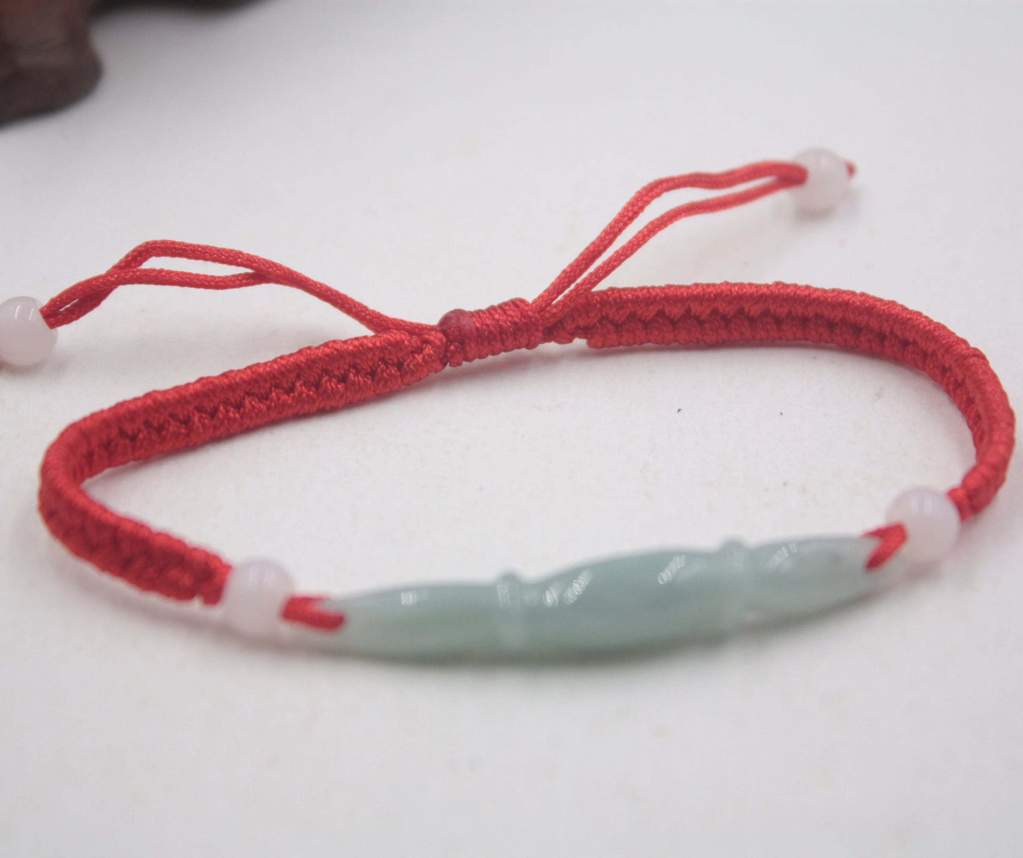 Браслет на удачу из натурального бамбука Jadeite праздничные бусины красная веревка