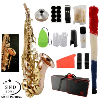 

SND Brass Golden Carve Pattern Bb Bend Althorn Soprano Saxophone Sax Wind Instrument with Case Gloves Cleaning Cloth Belt Brush