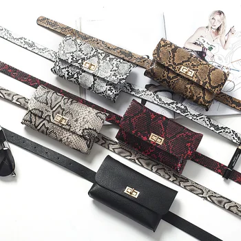 

2019 New Fashion Women Fanny Pack Vintage Belt Bags PU Leather Serpentine Waist Phone Pocket Pouch Lady Bum Bags Dropshipping