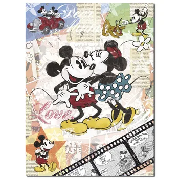 

Modular Picture Canvas Painting 1panel Vintage Mickey Mouse Wallpaper Wall Art Posters Print Modern Living Room Home Decor Frame