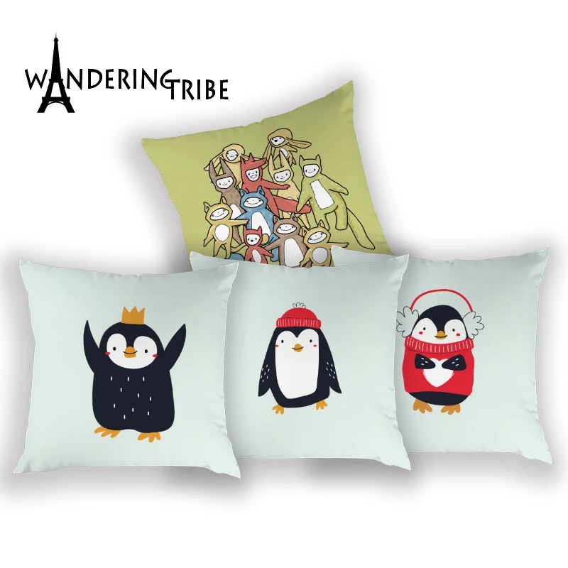 Милый Arctic Penguin чехол Мультяшные животные Pwillo с принтом полиэстер для подушки s