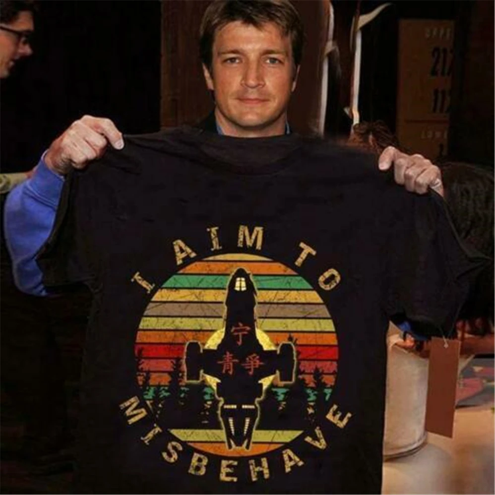 I Aim To Misbehave Vintage Black Men T-Shirt S-3Xl Cotton Made In Usa New Unisex Funny Tops Tee Shirt | Мужская одежда