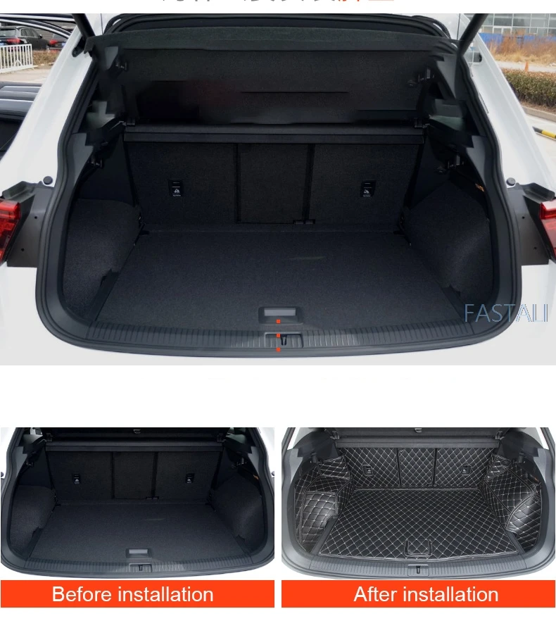 Для Tiguan второго поколения коврик для багажника 8 шт. кожаный коврик для защиты багажника автомобильные аксессуары Стайлинг украшение интерьера
