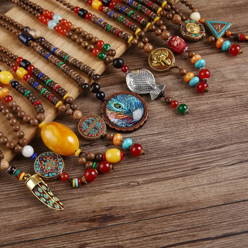 Retro-Nepal-Necklace-Buddhist-Mala-Mantra-Wood-Beads-Pendant-Necklace-Ethnic-Feather-Horn-Fish-Long-Statement (1)