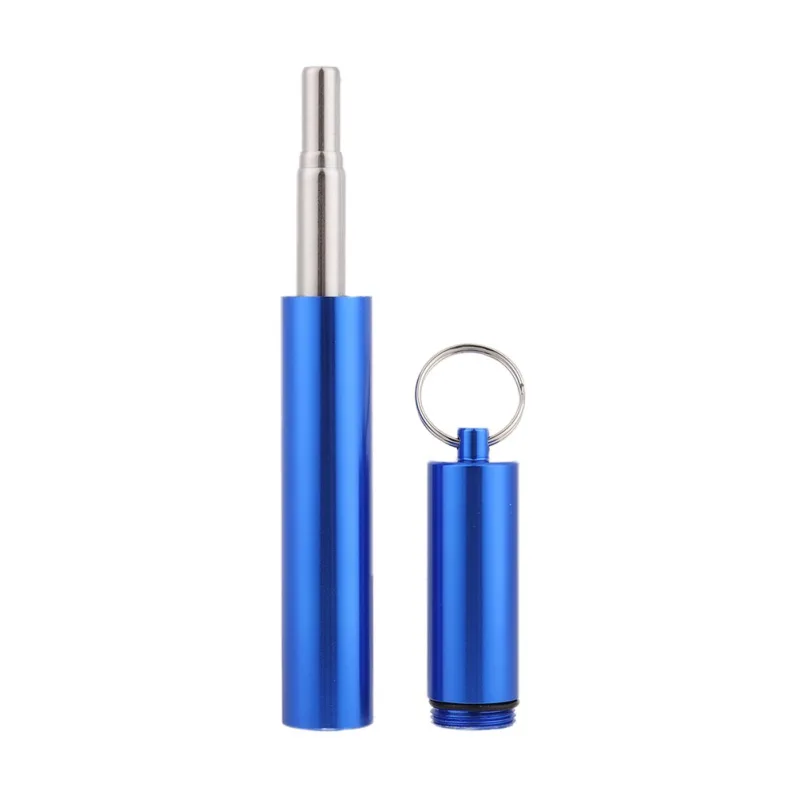 Reusable Metal Drinking Straws Stainless Steel Sturdy Bent Straight Drinks Straw With Keychain Storage Case And Cleaning Brush