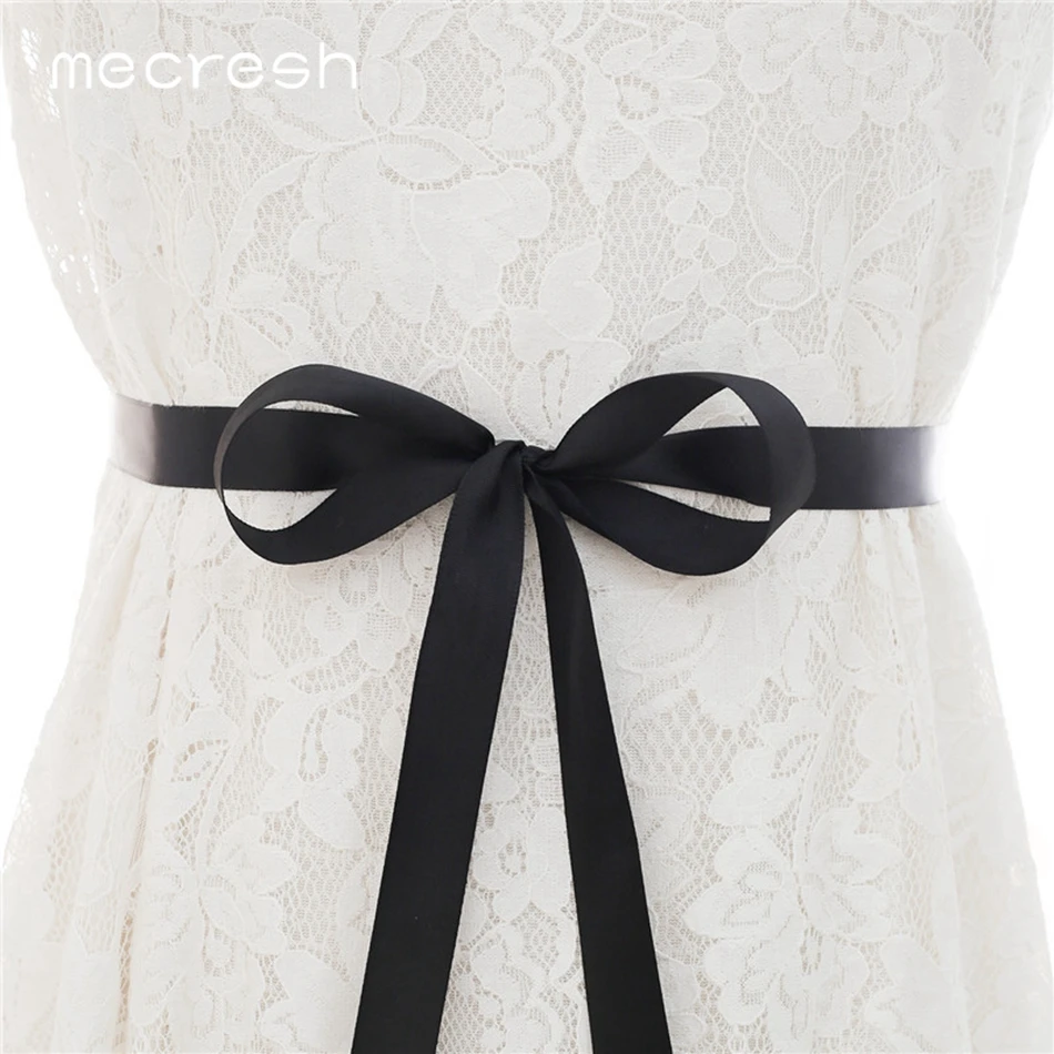 Mecresh Silver Color Crystal Rhinestone Bridal Belt for Wedding Dress Statement Handmade Flower Ribbon Women Belt Sash MYD034