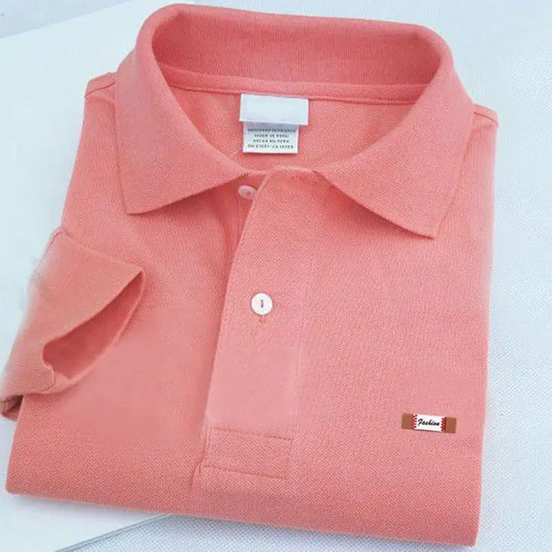 Хлопок, XS-4XL, высокое качество, мужские весенние и осенние рубашки поло с длинным рукавом, повседневные мужские рубашки поло с отворотом, модные мужские топы s - Color: Light orange
