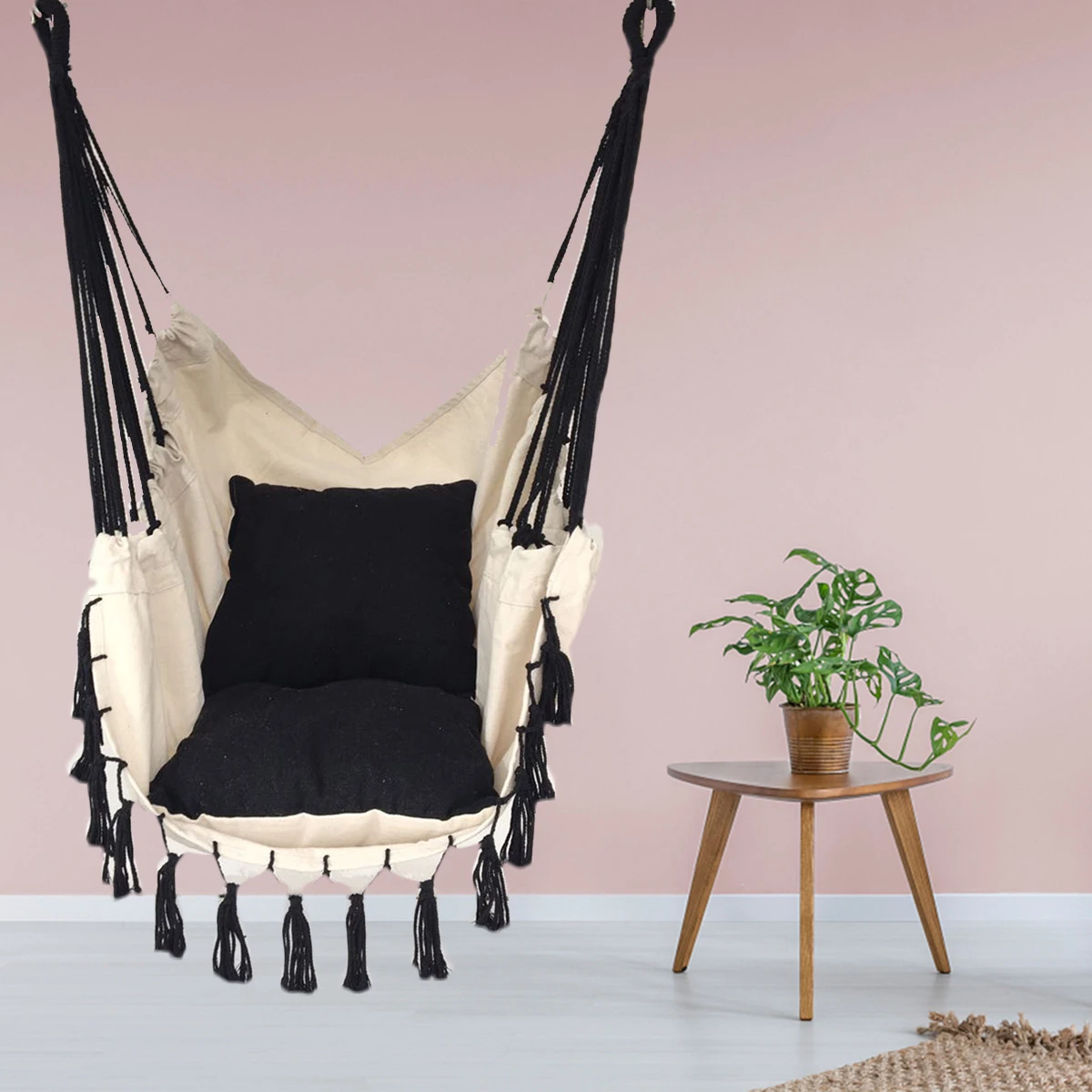 Hamaca colgante de macramé de estilo nórdico para el hogar, silla columpio  con varilla para exteriores, interior, borla, dormitorio, jardín, silla  perezosa|Hamacas| - AliExpress