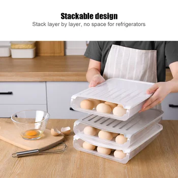 

Egg Storage Box Single Layer with Lid Large Capacity Auto Roll Plastic Transparent Egg Case SAL99