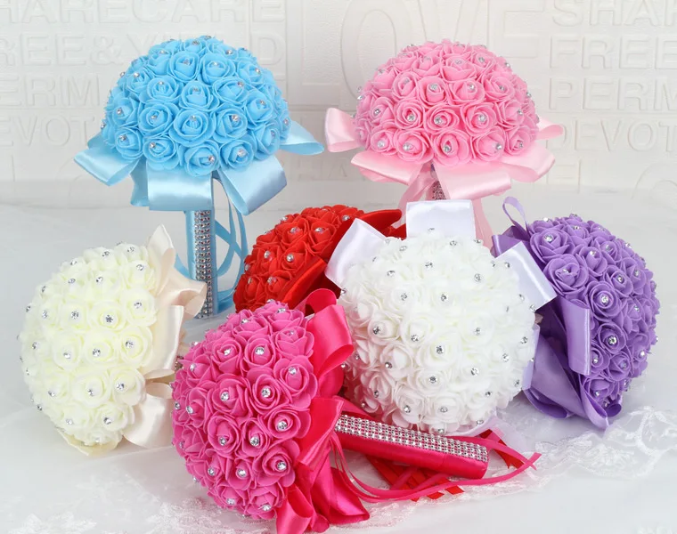 Rose Bridesmaid Bouquet Wedding Accessories Bride Flower Bouquet Height 9.84inch Length 8.62inch Weight 0.35kg Free Shipping