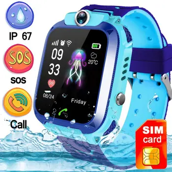 Enlarge Children Smart Waterproof Watch SOS Positioning Tracking Remote Monitoring Language Intercom Smart Watch