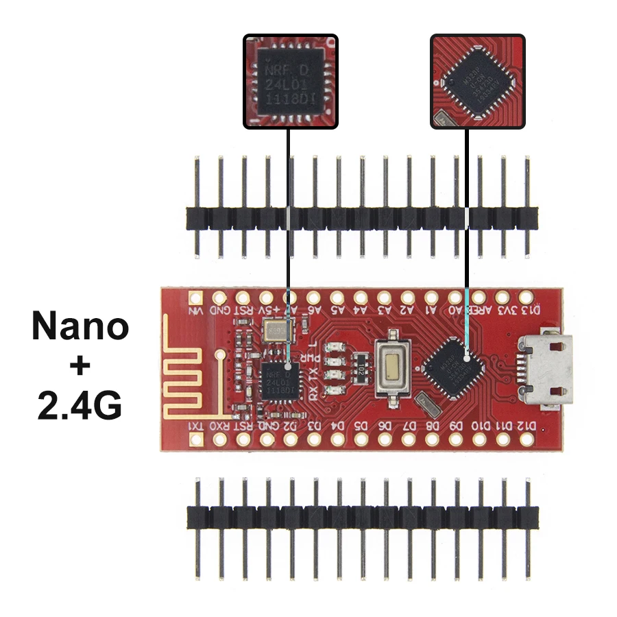 Nano с 2 4G совместимым arduino 3 0 CH340 USB драйвер ATMEGA328P NRF24L01|Интегральные схемы| |