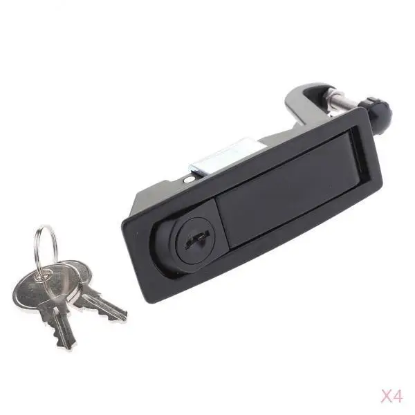 4pcs RV Boat Door Lock Lever Latch Baggage Locker Locking Latches w/ Keys, Flush Mount