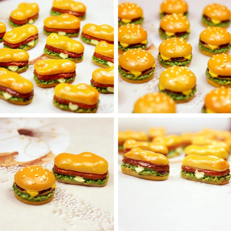 10Pcs/Set Mini Simulation Food Hamburger Pretend Play For Doll Kitchen Toys Dollhouse Miniatures Classic Charms DIY Decoration 3