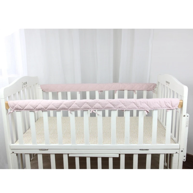 Crib Bumper 2Pcs Cotton Crib Protection Wrap Edge Anti-bite