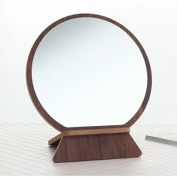 

Hd Single Noodles Benchtop Makeup Mirror Woodiness Round Simple And Portable Student Desktop Specchio Dressing Table Spiegel