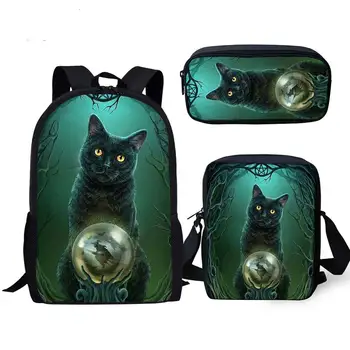 

Cartoon 3pcs/set Gothic Cat School Bags for Girls&Boys Orthopedic Backpack Schoolbag In Primary Students Kids Mochilas