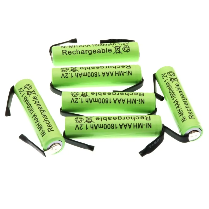 Оригинальная Аккумуляторная Батарея 1,2 V AAA 1800mah AAA Ni-MH с зажимами для сварки плоские игрушки беспроводной телефон+ DIY никель