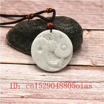 

Natural White Chinese Jade Taiji Bagua Pendant Necklace Charm Jewellery Fashion Accessories Carved Amulet Gifts for Women Men