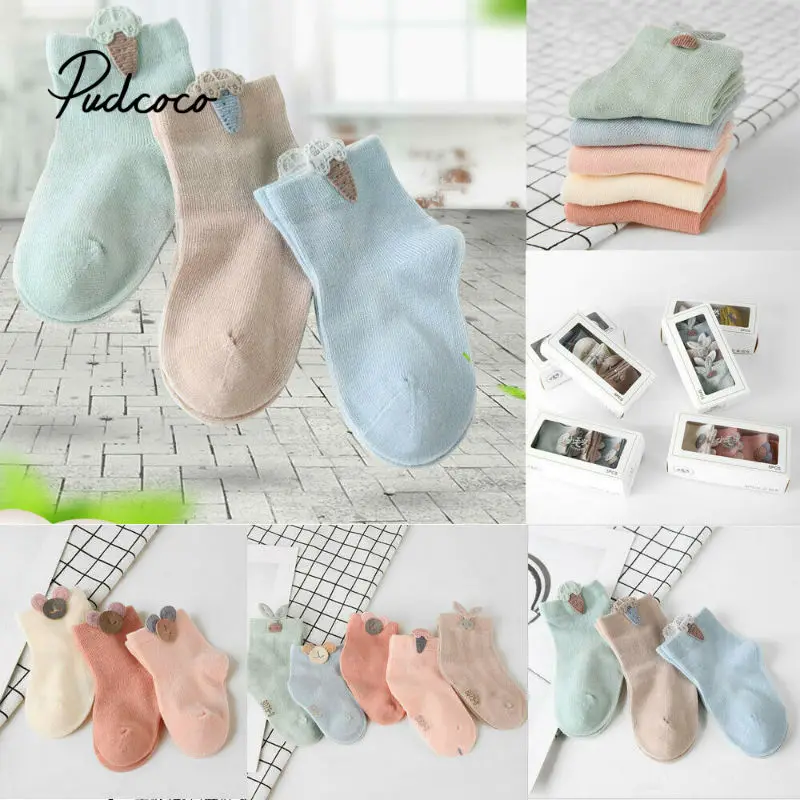 3 Pairs Baby Socks Spring Infant Toddler Socks Boys Girls Breathable Loose Socks