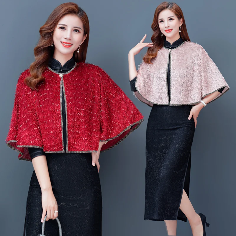 New Women Fleece Jacket Coat Elegant Women Cloak Shawl Jacket Plus Size Female Autumn Spring Outwear Party OL Lady Windbreaker
