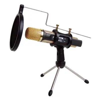 

Microphone Tripod Stand Foldable Desktop Microphone Bracket with Shock Mount Mic Holder Clip and Pop Filter