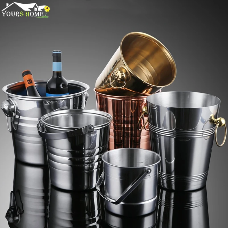 1L-7L Stainless Steel Ice Bucket Wine Champagne Wine Chiller Bottle Cooler Champagne Beer Chiller Ice Barrel Barware