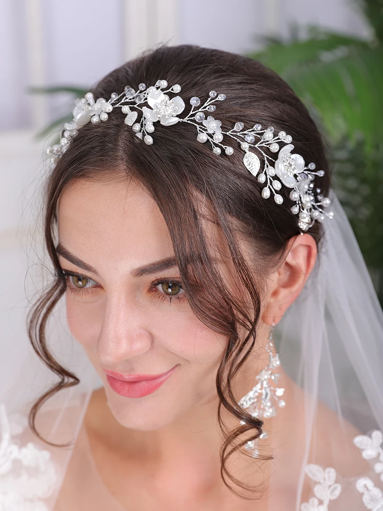 de boda elegante para mujer, adornos para el cabello con perlas de cristal y flores plateadas, tocados para fiesta de graduación, para cabello, tocado nupcial - AliExpress Bodas y