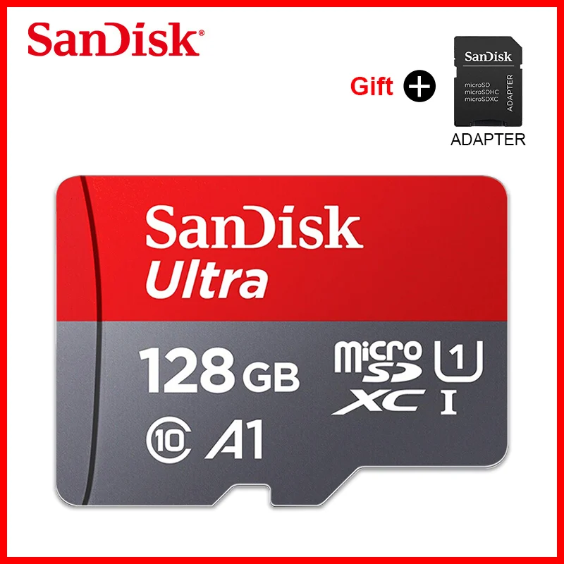 Карта micro sd ultra SanDisk 400 Гб 256 ГБ 200 ГБ 128 Гб 64 Гб SDXC карта памяти 32 Гб 16 Гб microsd tf карта SDHC Подарочная флеш-карта-адаптер - Емкость: 128GB