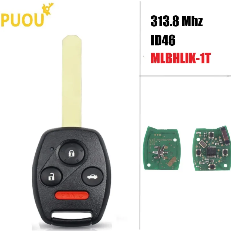 

4 3+1 button Remote Car Key 313.8 Mhz MLBHLIK-1T ID46 For Honda Accord Crosstour CRV Fit Insight 2008 2009 2010 2011 2012
