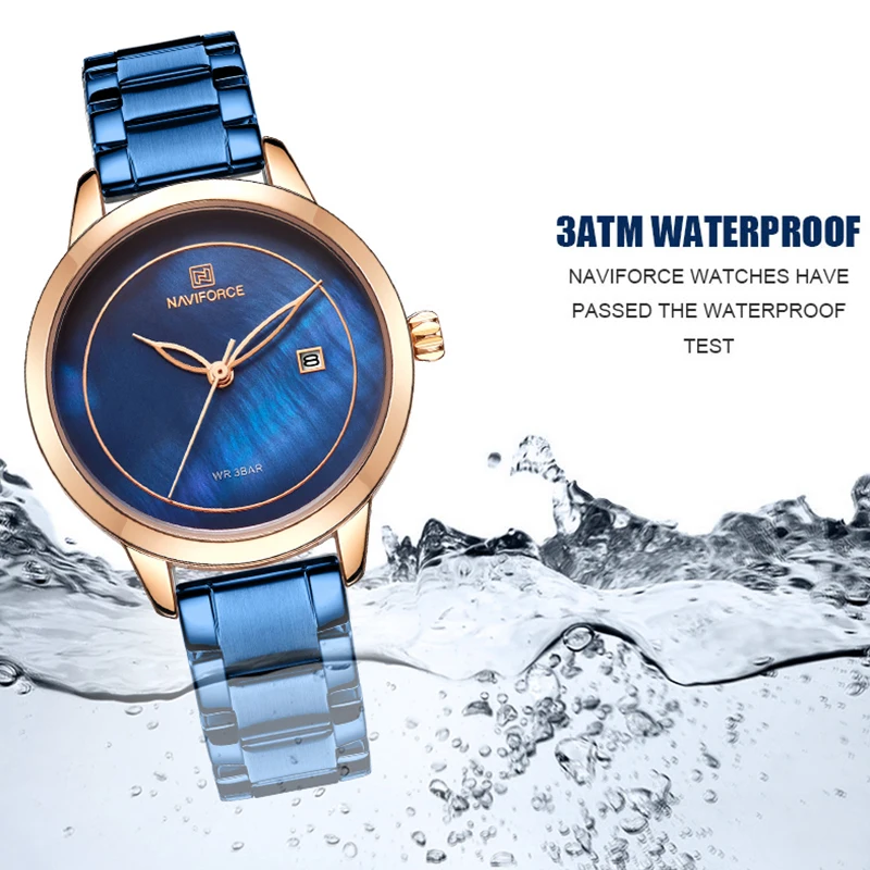 Роскошные женские наручные часы naviforce брендовые часы Стальные кварцевые наручные часы Модные женские наручные часы reloj mujer relogio feminino