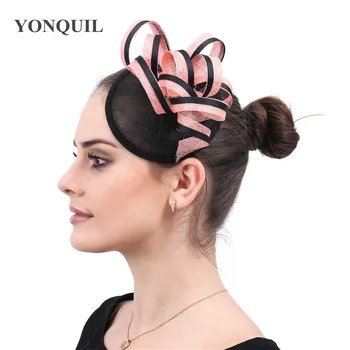

Chamring fancy sinamay hoops fascinators hat wedding bride women marry headpiece fashion dinner elegant lady chapeau cap clip