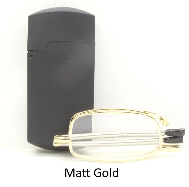 Унисекс Мужские и женские складные очки для чтения, портативные мини тонкие очки для чтения, регулируемые руки телескопа, PD62+-1 мм - Цвет оправы: Matt Gold