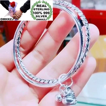 

OMHXZJ Wholesale XR77 European Fashion Fine Woman Girl Party Birthday Wedding Gift Vintage 100% 999 Sterling Silver Bangle Set