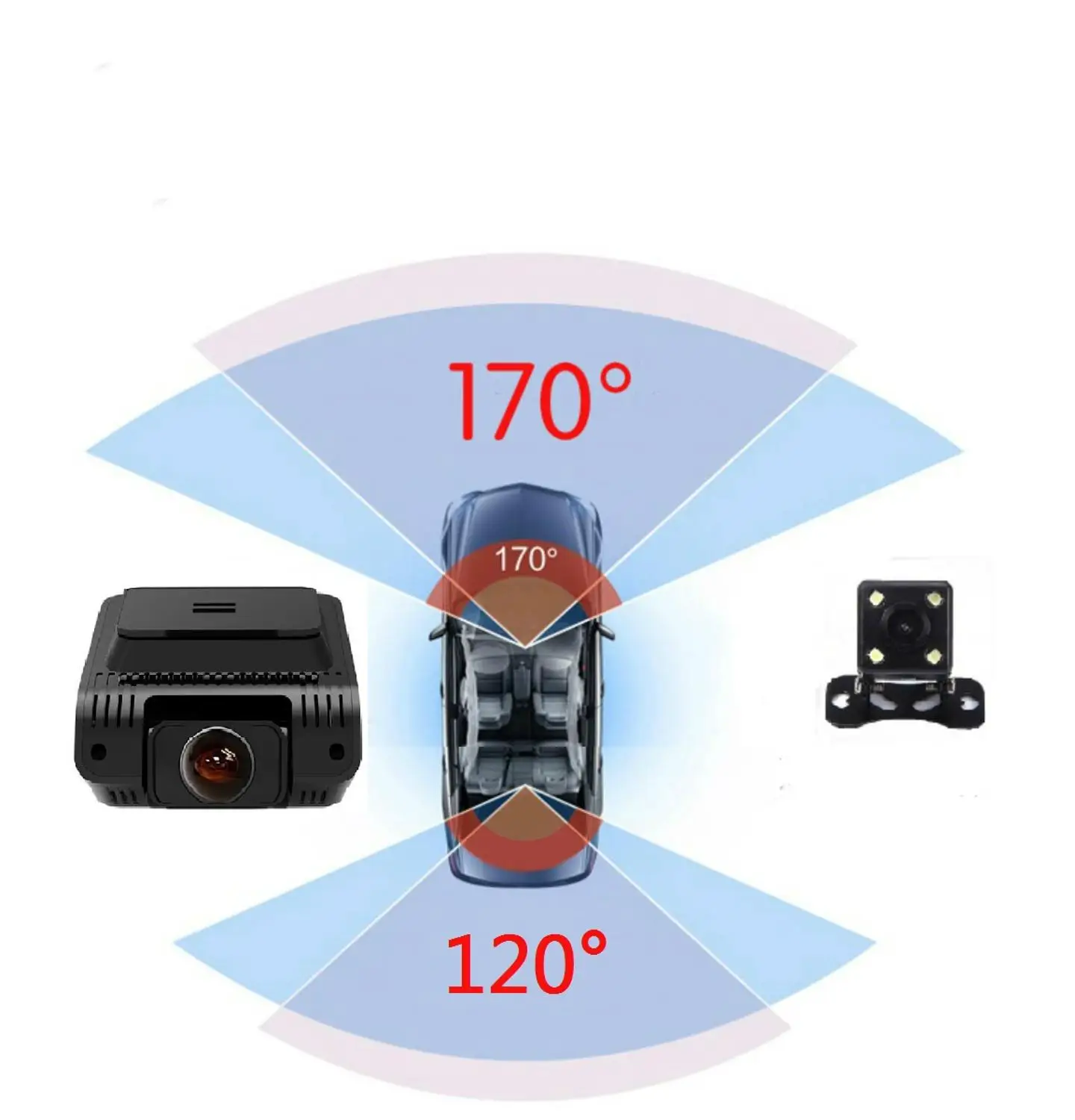 Скрытая мини видеорегистратор FULL HD1080P регистратор Автомобильная камера 2,4 экран Автомобильный видеорегистратор камера с двумя объективами с заднего вида авто видеорегистратор
