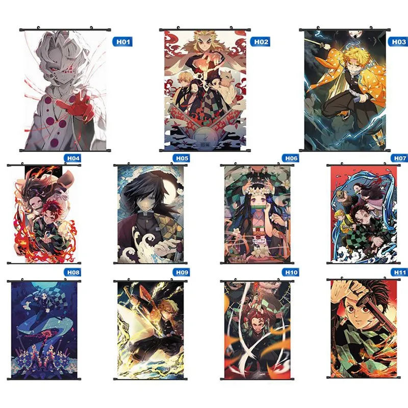 Демон убийца Kimetsu no Yaiba Tanjirou Nezuko Zentisu Shinobu Douma Giyuu Kokushibou Аниме Манга настенный плакат