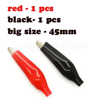 red-black-45mm-2pcs Металлический зажим типа "крокодил", зажимы типа "банан", Электрический зажим, испытательный зонд, черный и красный цвета, с пластиковым зажимом, зажим типа "крокодил", разъем типа "банан" - Цвет: red-black-45mm-2pcs