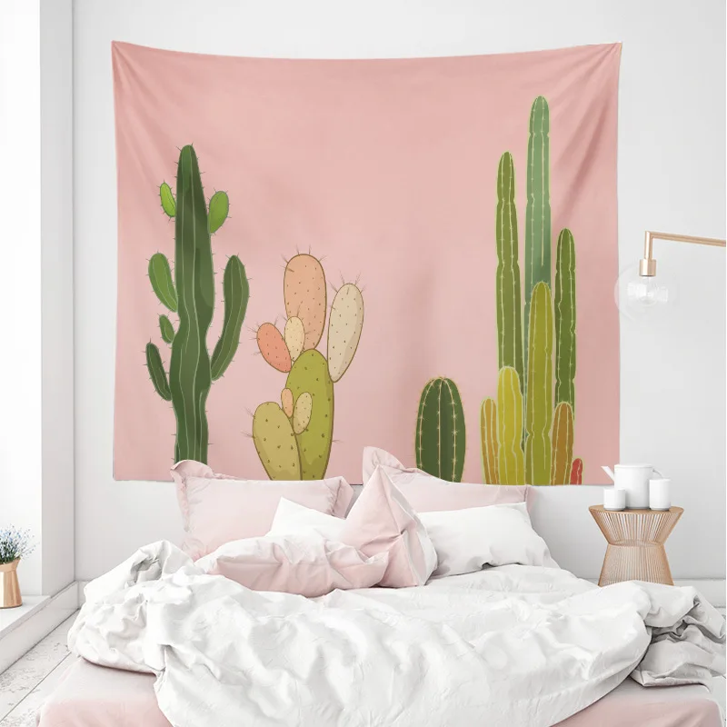 Cross Border a Generation of Fat Watercolor Pink Cartoon Cactus Plant Gift Decoration Tapestry Wall Hangers Beach Towel Shawl