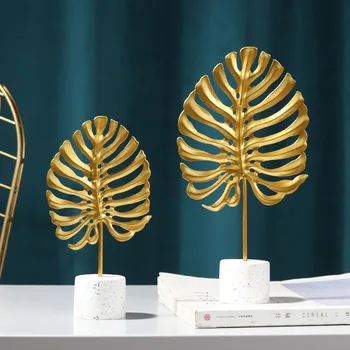 

Nordic Iron Crafts Turtle Leaf Home Decor Ornaments Table Decoration Accessories of The Entrance Study Gold Light Luxury Decor