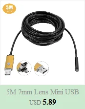 7 мм микро USB эндоскоп 2 м 5 м кабель Водонепроницаемый 6-Led бороскоп эндоскоп инспекционная трубка визуальный Камера