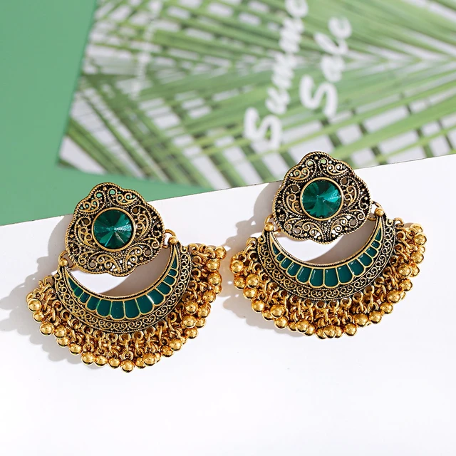 ELEGANTES PENDIENTES DORADOS Y VERDES PARA BODAS