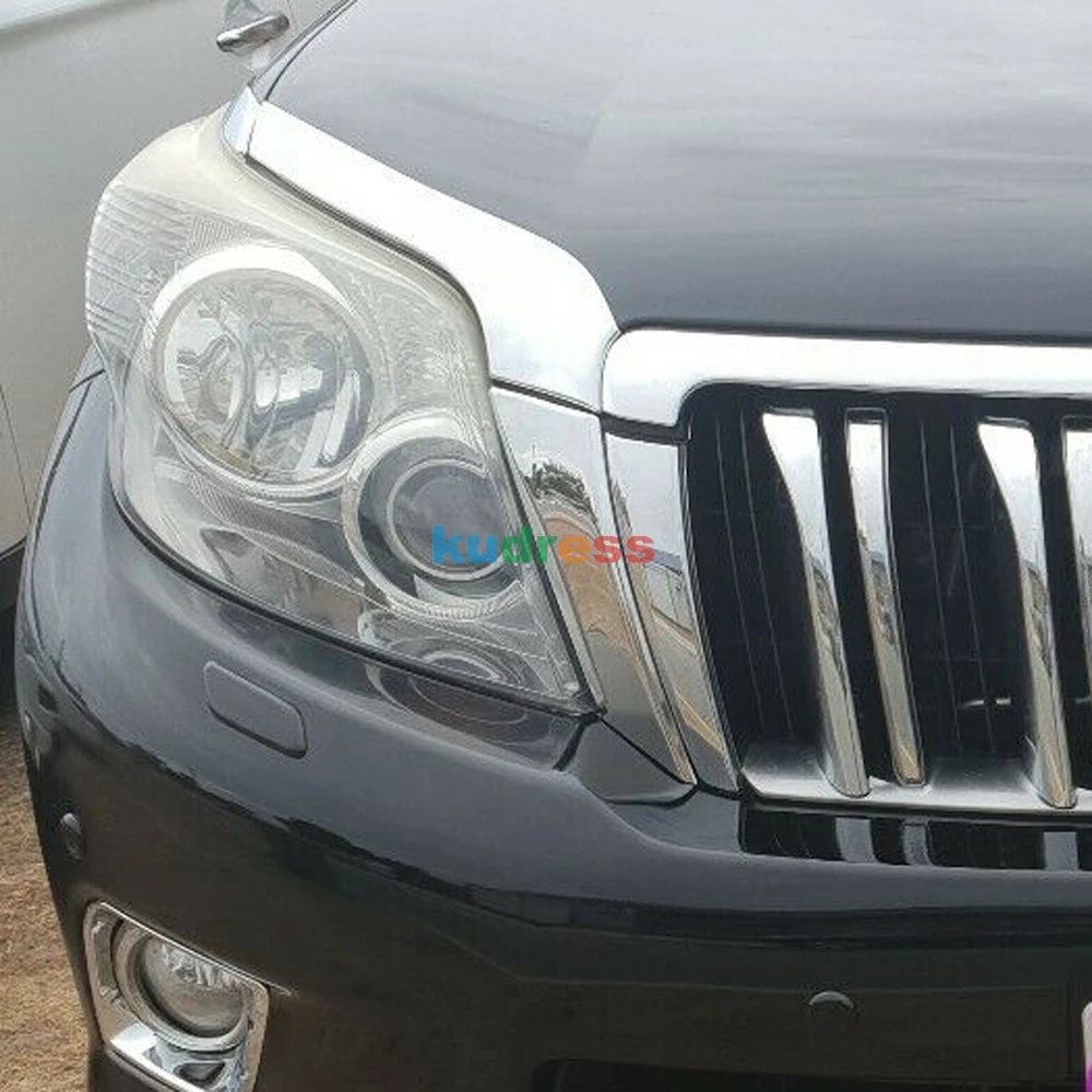 Хромированный головной светильник для Toyota Land Cruiser Prado J150 J150 2010 2011 2012 2013 с отделкой век, головной светильник, 6 шт
