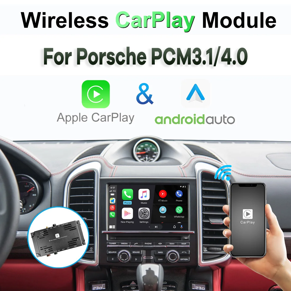 

Беспроводной автомобильный модуль CarPlay Android для Porsche 911 Boxster Cayman Macan Cayenne Panamera PCM3.1 4,0 2011-2018