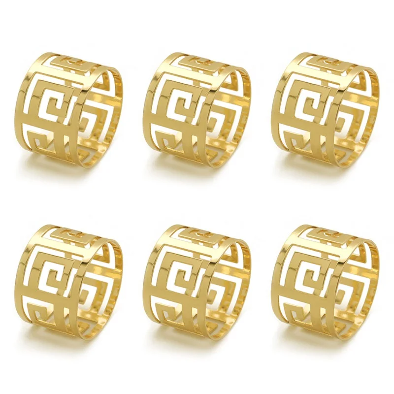Gold 6pcs TAI Top 6 шт. кольцо для салфеток из металлического сплава кольца для салфеток для свадебной вечеринки банкета западное обеденное полотенце держатель для салфеток украшение стола - Цвет: Gold 6pcs