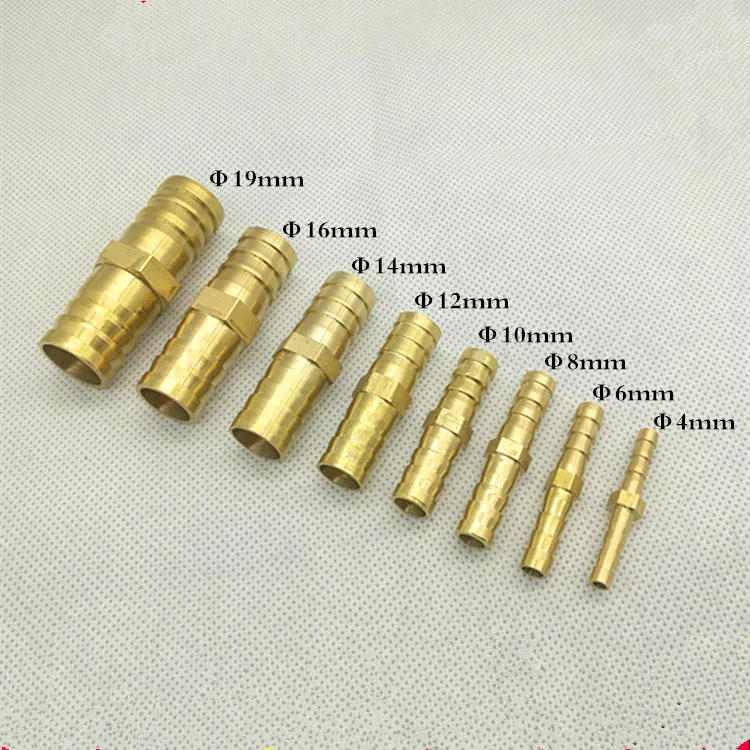 Adapter Hose Connector Pipe-Fitting Barbed-Coupler Brass Copper 19mm 10mm 8mm 14mm 12mm