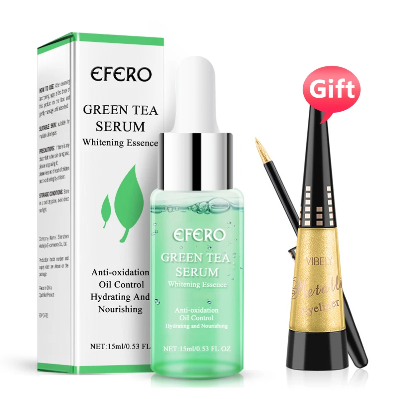 

EFERO Green Tea Face Serum Essence Moisturizing Whitening Essence Acne Shrink Pore Face Cream Anti-aging Dry Skin Care Women