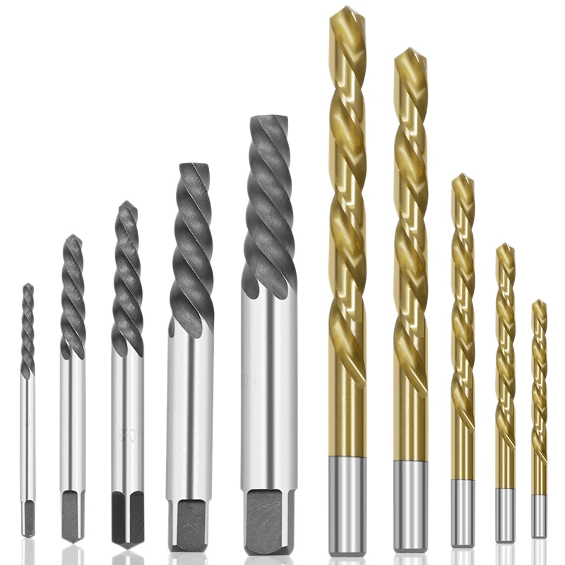 1/4 inch 10Pcs Cobalt Left Hand Drill Bit Set 7/64 inch 5/32 inch 19/64 Broken Bolt Damaged Screw Extractor Set 5/64 inch 1/4 inch 10Pcs Cobalt Left Hand Drill Bit Set 7/64 inch 5/32 inch 19/64 Broken Bolt Damaged Screw Extractor Set 5/64 inch