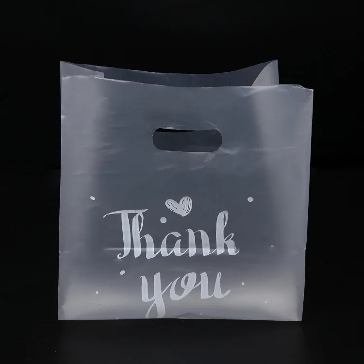 50PCS Thank You Gift Wrapping Bags Candy Cookie Cake Shop Pastry Packaging Bag With Hand Household Plastic Present Cookie Cake