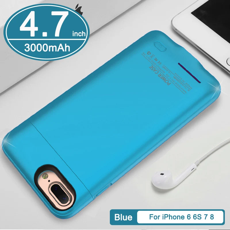 JAVY портативное зарядное устройство для iPhone 6 S 7 8 Plus, чехол для зарядного устройства для iPhone X R Max, портативная Магнитная подставка - Цвет: BU i6 i6s i7 i8